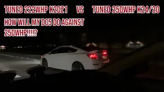 222whp K20z1 RSX vs 250whp K24/20 9th gen Si