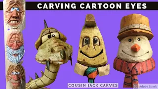 Wood Carving Cartoon Eyes - 5 Methods In One Tutorial