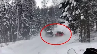WRC Rally Sweden 2018 -  Tanak crashes into Meeke