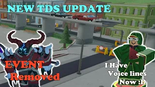 NEW TDS UPDATE, Event Removed, Bugfixes AND THEY ADDED MY VOICELINES || Tower Defense Simulator