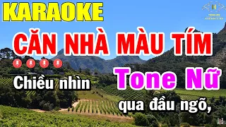 Căn Nhà Màu Tím Karaoke Tone Nữ Nhạc Sống | Trọng Hiếu