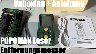 Laser Entfernungsmesser Wiederaufladbar mit Bluetooth, POPOMAN Lasermessung 60m Unboxing & Anleitung