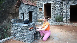 Build Two Story Kitchen And Meat Oven - Single Mother Build An Underground Shelter