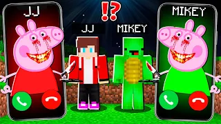 JJ Creepy Piggy PEPPA.EXE vs Mikey PEPPA.EXE CALLING at 3am to MIKEY and JJ ! - in Minecraft Maizen
