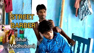 Street Barber Head Massage and Face Massage by nitin in Bihar (Madhubani)  Episode-1