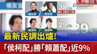 最新民調出爐！ 「侯柯配」勝「賴蕭配」近9%