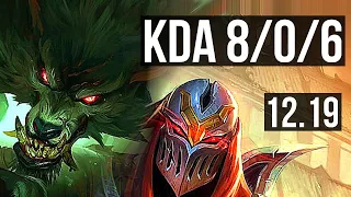 WARWICK vs ZED (JNG) | 8/0/6, 2.1M mastery, Legendary | KR Diamond | 12.19