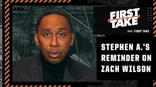 Stephen A. reminds us about the Jets drafting Zach Wilson over Justin Fields 😬 | First Take