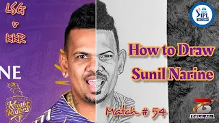 How to Draw Sunil Narine | Player Of The Match KKR Match 54 | TATA IPL 2024 | Bahlol Arts 2.