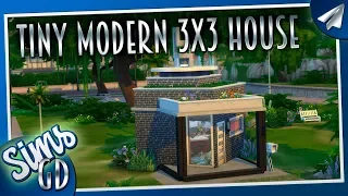 Sims 4 Tiny Modern 3x3 House Challenge Rules | Diagonal Home w/no CC