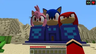 JJ and Mikey HIDE From Scary SONIC.EXE and Friends At Night in Minecraft Maizen ROSE KNUCKLES