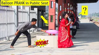 Popping Balloon Blast in Public Seat PRANK on Girl | Update Viral Popping Balloons Prank Reaction