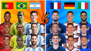 Argentina Brazil Portugal 🆚 France Germany Italy 🔥 Mixed Trio Comparison (Old & New) 💪