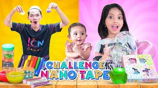 LEIKA CHALLENGE BIKIN BALON NANO TAPE VIRAL UNTUK ADIK BAYI LEXIE 😱 LEIKA VS TOMPEL AJARIN LEXIE