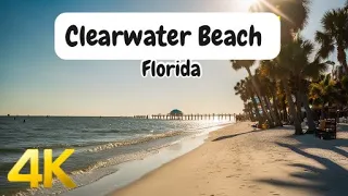 [4K] Ocean Walk at Clearwater Beach, Florida| ASMR, soothing nature sounds good for study and sleep