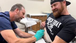 Dan back at the Dr. for another HUGE Needle to the Stomach!
