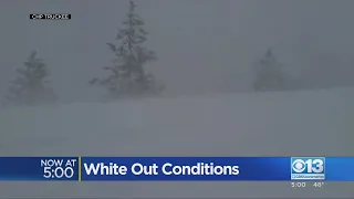 White Out Storm Conditions Close Portions Of I-80 Near Donner Pass