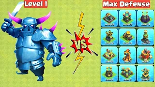 Level 1 PEKKA vs Max Defense - Clash of Clans