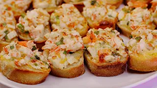 Shrimp & Imitation Crab Toast, Best Appetizer for Parties! [CC Added]