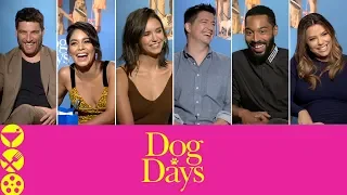 Vanessa Hudgens, Nina Dobrev & Eva Longoria talk DOG DAYS with the cast