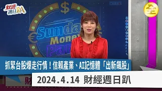 抓緊台股爆走行情！21000點馬上突破？！美通膨數據差免驚！信賴產業、AI記憶體「出新飆股」！543選股法，選出價差比股利更香個股！美中AI爭霸，美國有隱憂？ 2024.04.14【財經週日趴 全集】