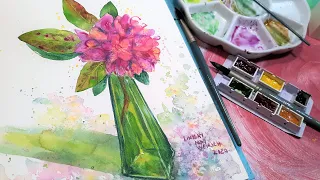 Paint an Azalea with me! Fun Loose Watercolor Tutorial Step-by-Step!