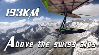 193 KM Cross Country above the SWISS ALPS  #HANGGLIDING