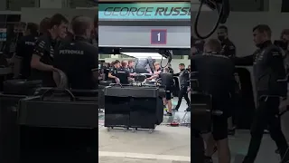 George Russell getting into Mercedes w13 on Bahrain testing