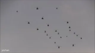 Formation Flight.Military Helicopter(Army Aviation Group)at Tokyo,Japan