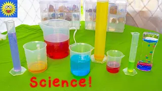 Science Video for Kids Experiment with Color Mixing Liquids Volume and Beakers Learning for Children