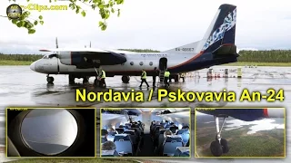 Nordavia (Pskovavia) Antonov 24 Archangelsk-Murmansk AMAZING! [AirClips full flight series]