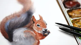 EASY Squirrel | Wet-on-Wet Technique Watercolor Tutorial for Beginners WEEK 3