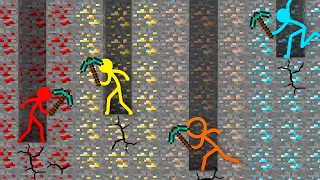 Stickman vs Minecraft Animation  ~ CAVE with Diamonds SURVIVAL Animasi vs Minecraft Fight