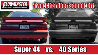 2 Chamber Flowmaster Original 40 vs. Super 44 Muffler Sound Comparison