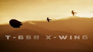 A YT-1300 (Millennium Falcon) and T-65B X-Wings depart the Nevada desert.  (May 4th, 2023)