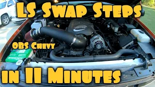 LS Swap Steps for OBS Chevy in 11 minutes! *v6 to v8 w/ nv3500*