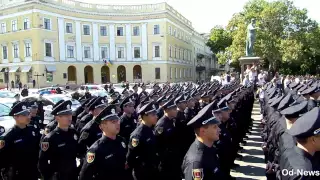 Присяга народу Украины новой патрульной полиции Одессы.