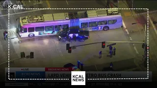 Investigation underway after LAPD vehicle crashes into Metro bus in Chatsworth