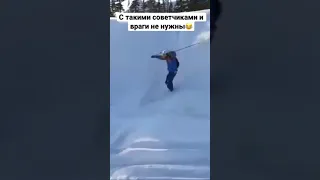 Лыжник провалился в снег