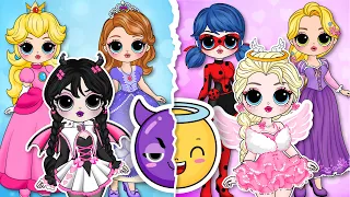 Disney Princess, Wednesday & Ladybug Become 😇ANGEL Or DEVIL😈? | 30 DIY Arts & Paper Crafts