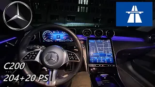 2023 MERCEDES BENZ C200 204+20 PS NIGHT POV DRIVE TOPSPEED FRANKFURT AIRPORT (60 FPS)