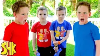 Noah's Twin Attacks! Nerf War with Twin Toys