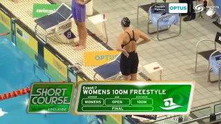 Cate Campbell World Record 100 Free Style SC - Adelaide 2017 (With Audio)