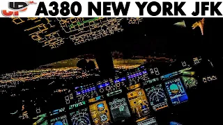 Piloting AIRBUS A380 to New York JFK | Cockpit Views