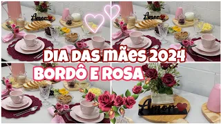 MESA POSTA CAFÉ DA MANHÃ - INSPIRAÇÃO DIA DAS MÃES  - BORDÔ E ROSA🌷