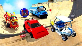 🔴 קופץ מעל כל המפה של GTA V עם רכבי פורטנייט מטורפים! (אתגר קופצים מעל המפה!)