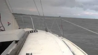 Choppy weather on the Medway in 18ft Micro Challenger