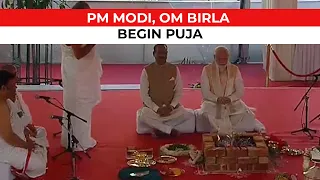 PM Modi arrives for inauguration of the new Parliament building, begins puja