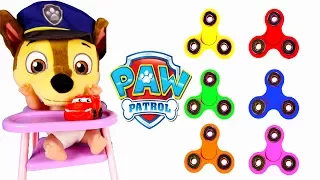 Fidget Spinners Learning Colors With Paw Patrol Chase Skye School with Gumballs, Finger Family Song