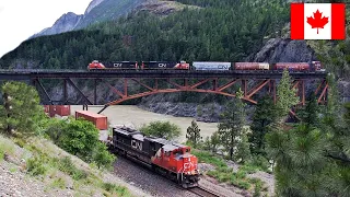 CANADA DAY!! BIG Massive Canadian TRAINS Along CANADAS BEAUTIFUL Fraser And Thompson Canyon!